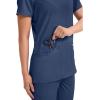 Cherokee Medical Women’s Scrub Top V-Neck Modern Classic Fit with 3 Pockets, Ultra Soft and 2-Way Stretch Fabric – WW620(Navy)
