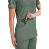 Cherokee Medical Women’s Scrub Top V-Neck Modern Classic Fit with 3 Pockets, Ultra Soft and 2-Way Stretch Fabric – WW620(Olive)