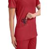 Cherokee Medical Women’s Scrub Top V-Neck Modern Classic Fit with 3 Pockets, Ultra Soft and 2-Way Stretch Fabric – WW620(Red)