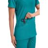 Cherokee Medical Women’s Scrub Top V-Neck Modern Classic Fit with 3 Pockets, Ultra Soft and 2-Way Stretch Fabric – WW620(Teal Blue)