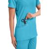 Cherokee Medical Women’s Scrub Top V-Neck Modern Classic Fit with 3 Pockets, Ultra Soft and 2-Way Stretch Fabric – WW620(Turquoise)