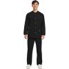 Cherokee Men’s Scrub Jacket Snap Front Medical with 3 Pockets, Knit Cuffs, Soft Fade Resistant 2-Way Stretch – WW360(Black)