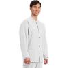 Cherokee Men’s Scrub Jacket Snap Front Medical with 3 Pockets, Knit Cuffs, Soft Fade Resistant 2-Way Stretch – WW360(White)