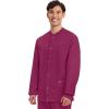 Cherokee Men’s Scrub Jacket Snap Front Medical with 3 Pockets, Knit Cuffs, Soft Fade Resistant 2-Way Stretch – WW360(Wine)