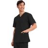 Cherokee Men’s V-Neck Top Traditional fit with 4 Pockets, Ultra Soft, Durable, Fade Resistant, 2-Way Stretch Fabric – WW695(Black)