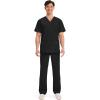 Cherokee Men’s V-Neck Top Traditional fit with 4 Pockets, Ultra Soft, Durable, Fade Resistant, 2-Way Stretch Fabric – WW695(Black)