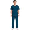 Cherokee Men’s V-Neck Top Traditional fit with 4 Pockets, Ultra Soft, Durable, Fade Resistant, 2-Way Stretch Fabric – WW695(Caribbean Blue)