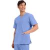 Cherokee Men’s V-Neck Top Traditional fit with 4 Pockets, Ultra Soft, Durable, Fade Resistant, 2-Way Stretch Fabric – WW695(Ciel Blue)