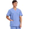 Cherokee Men’s V-Neck Top Traditional fit with 4 Pockets, Ultra Soft, Durable, Fade Resistant, 2-Way Stretch Fabric – WW695(Ciel Blue)