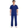 Cherokee Men’s V-Neck Top Traditional fit with 4 Pockets, Ultra Soft, Durable, Fade Resistant, 2-Way Stretch Fabric – WW695(Galaxy Blue)