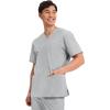 Cherokee Men’s V-Neck Top Traditional fit with 4 Pockets, Ultra Soft, Durable, Fade Resistant, 2-Way Stretch Fabric – WW695(Grey)