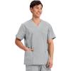 Cherokee Men’s V-Neck Top Traditional fit with 4 Pockets, Ultra Soft, Durable, Fade Resistant, 2-Way Stretch Fabric – WW695(Grey)