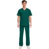 Cherokee Men’s V-Neck Top Traditional fit with 4 Pockets, Ultra Soft, Durable, Fade Resistant, 2-Way Stretch Fabric – WW695(Hunter Green)