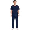 Cherokee Men’s V-Neck Top Traditional fit with 4 Pockets, Ultra Soft, Durable, Fade Resistant, 2-Way Stretch Fabric – WW695(Navy)