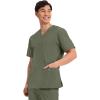 Cherokee Men’s V-Neck Top Traditional fit with 4 Pockets, Ultra Soft, Durable, Fade Resistant, 2-Way Stretch Fabric – WW695(Olive)