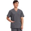 Cherokee Men’s V-Neck Top Traditional fit with 4 Pockets, Ultra Soft, Durable, Fade Resistant, 2-Way Stretch Fabric – WW695(Pewter)