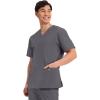 Cherokee Men’s V-Neck Top Traditional fit with 4 Pockets, Ultra Soft, Durable, Fade Resistant, 2-Way Stretch Fabric – WW695(Pewter)