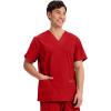 Cherokee Men’s V-Neck Top Traditional fit with 4 Pockets, Ultra Soft, Durable, Fade Resistant, 2-Way Stretch Fabric – WW695(Red)
