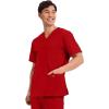 Cherokee Men’s V-Neck Top Traditional fit with 4 Pockets, Ultra Soft, Durable, Fade Resistant, 2-Way Stretch Fabric – WW695(Red)