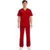 Cherokee Men’s V-Neck Top Traditional fit with 4 Pockets, Ultra Soft, Durable, Fade Resistant, 2-Way Stretch Fabric – WW695(Red)