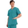 Cherokee Men’s V-Neck Top Traditional fit with 4 Pockets, Ultra Soft, Durable, Fade Resistant, 2-Way Stretch Fabric – WW695(Teal Blue)