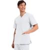 Cherokee Men’s V-Neck Top Traditional fit with 4 Pockets, Ultra Soft, Durable, Fade Resistant, 2-Way Stretch Fabric – WW695(White)