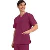 Cherokee Men’s V-Neck Top Traditional fit with 4 Pockets, Ultra Soft, Durable, Fade Resistant, 2-Way Stretch Fabric – WW695(Wine)