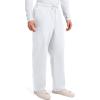 Cherokee Scrub Pants for Men Cargo Nursing Bottom with Zip Fly, 7 Pockets, Elastic Waist & 2-Way Stretch Fabric – 4243(White)