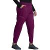 Cherokee Scrub Pants for Women Jogger Natural Rise Medical Uniform 5 Pocket Elastic Waist Ultra Soft 2-Way Stretch – WW011(Wine)
