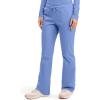 Cherokee Scrub Pants for Women Mid Rise Flare Leg Drawstring Cargo Medical Uniform 4 Pocket Durable Easy Care Stretch – 4044(Ciel)