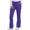 Cherokee Scrub Pants for Women Mid Rise Flare Leg Drawstring Cargo Medical Uniform 4 Pocket Durable Easy Care Stretch – 4044(Grape)