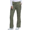Cherokee Scrub Pants for Women Mid Rise Flare Leg Drawstring Cargo Medical Uniform 4 Pocket Durable Easy Care Stretch – 4044(Olive)