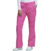 Cherokee Scrub Pants for Women Mid Rise Flare Leg Drawstring Cargo Medical Uniform 4 Pocket Durable Easy Care Stretch – 4044(Shocking Pink)