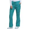 Cherokee Scrub Pants for Women Mid Rise Flare Leg Drawstring Cargo Medical Uniform 4 Pocket Durable Easy Care Stretch – 4044(Teal Blue)