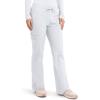 Cherokee Scrub Pants for Women Mid Rise Flare Leg Drawstring Cargo Medical Uniform 4 Pocket Durable Easy Care Stretch – 4044(White)