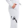 Cherokee Scrub Pants for Women Mid Rise Flare Leg Drawstring Cargo Medical Uniform 4 Pocket Durable Easy Care Stretch – 4044(White)