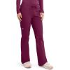 Cherokee Scrub Pants for Women Mid Rise Flare Leg Drawstring Cargo Medical Uniform 4 Pocket Durable Easy Care Stretch – 4044(Wine)