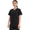 Cherokee Scrub Top for Women & Men, V-Neck Tuckable Medical Shirt with 1 Chest Pocket & ID Loop – WW625(Black)