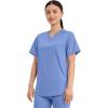 Cherokee Scrub Top for Women & Men, V-Neck Tuckable Medical Shirt with 1 Chest Pocket & ID Loop – WW625(Ciel)