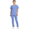 Cherokee Scrub Top for Women & Men, V-Neck Tuckable Medical Shirt with 1 Chest Pocket & ID Loop – WW625(Ciel)