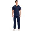 Cherokee Scrub Top for Women & Men, V-Neck Tuckable Medical Shirt with 1 Chest Pocket & ID Loop – WW625(Navy)
