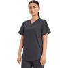 Cherokee Scrub Top for Women & Men, V-Neck Tuckable Medical Shirt with 1 Chest Pocket & ID Loop – WW625(Pewter)