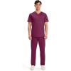 Cherokee Scrub Top for Women & Men, V-Neck Tuckable Medical Shirt with 1 Chest Pocket & ID Loop – WW625(Wine)