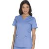 Cherokee Scrub for Women Modern Classic V-Neck Top with 3 Pockets, 2-Way Stretch, Ultra Soft & Breathable Fabric – WW630(Blue)