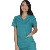 Cherokee Scrub for Women Modern Classic V-Neck Top with 3 Pockets, 2-Way Stretch, Ultra Soft & Breathable Fabric – WW630(Teal Blue)