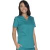 Cherokee Scrub for Women Modern Classic V-Neck Top with 3 Pockets, 2-Way Stretch, Ultra Soft & Breathable Fabric – WW630(Teal Blue)