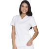 Cherokee Scrub for Women Modern Classic V-Neck Top with 3 Pockets, 2-Way Stretch, Ultra Soft & Breathable Fabric – WW630(White)
