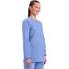 Cherokee Scrub for Women Snap Front Jacket with 3 Pockets, Fade Resistant, 2-Way Stretch, Soft & Durable Fabric – WW340(Ciel)