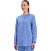 Cherokee Scrub for Women Snap Front Jacket with 3 Pockets, Fade Resistant, 2-Way Stretch, Soft & Durable Fabric – WW340(Ciel)