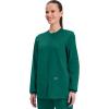 Cherokee Scrub for Women Snap Front Jacket with 3 Pockets, Fade Resistant, 2-Way Stretch, Soft & Durable Fabric – WW340(Hunter Green)